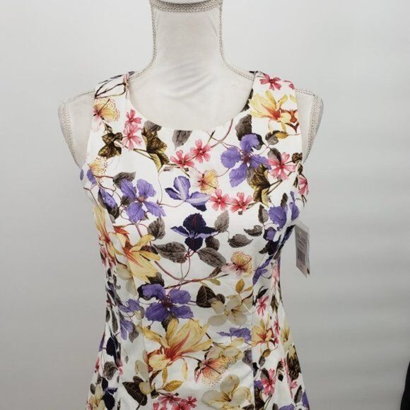 RN STUDIO Floral Sleeveless Dress Fit‎ & Flare Summer Party Size 10 NWT - Picture 4 of 14